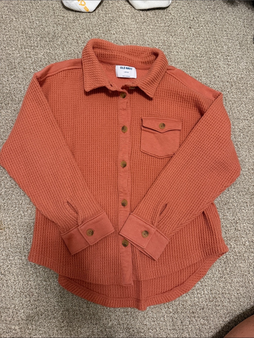Old Navy Kids Brick-Red Waffle-Knit Button-Down Shirt